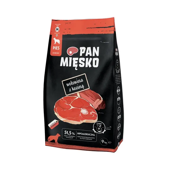Pan Mięsko wołowina kozina warzywa sucha karma dla psa M 9kg