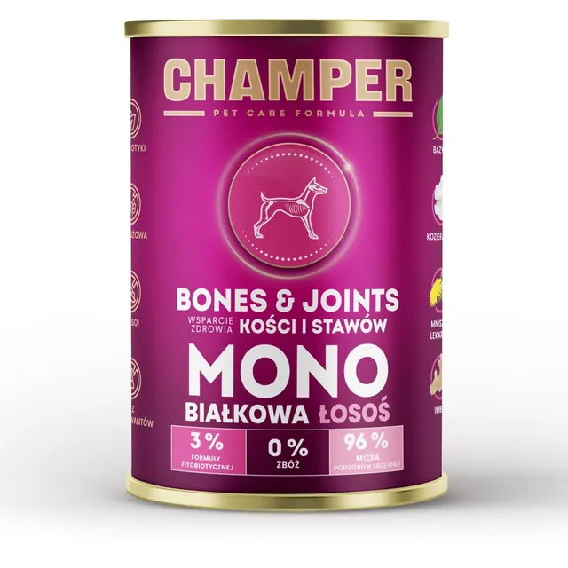 CHAMPER BONES&JOINTS MONOBIAŁKOWA łosoś mokra karma dla psa 400g