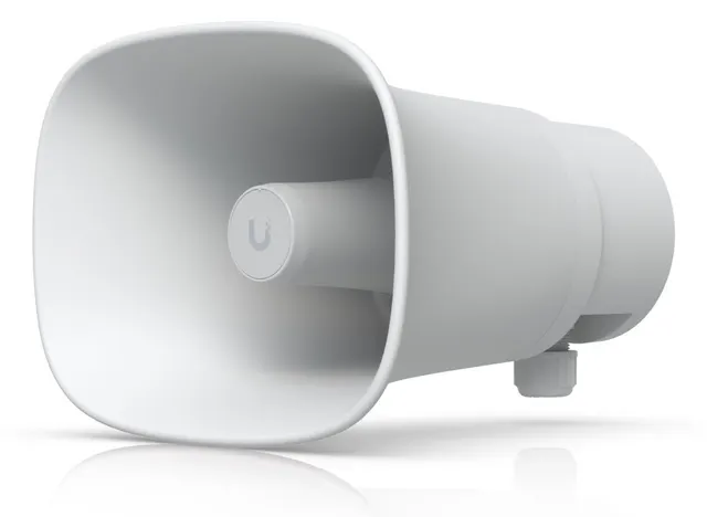 Zewnętrzny klakson Ubiquiti PoE 120 dB przeznaczony do pracy w każdych warunkach atmosferycznych