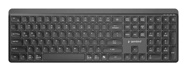 Bezprzewodowa klawiatura pro-biznesowa Gembird KB-WPS-03 slim dual mode 2 4 GHz + BT układ US kolor czarny