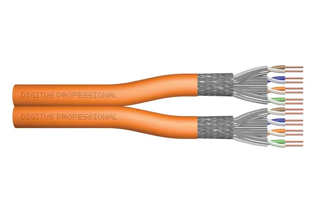 Kabel instalacyjny dupleksowy DIGITUS kat.7 S/FTP Dca AWG 23/1 LSOH 500m pomarańczowy szpula