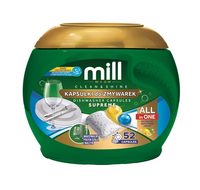 MILL Kapsułki do zmywarek CLEAN&SHINE Supreme 52 szt. 3K.S (PL EN)