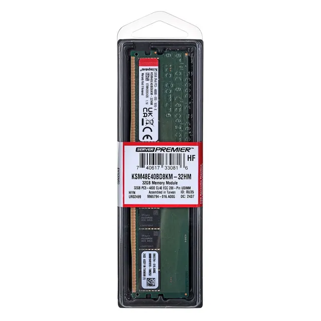 Kingston UDIMM ECC 32GB DDR5 2Rx8 Hynix M 4800MHz PC5-38400 KSM48E40BD8KM-32HM