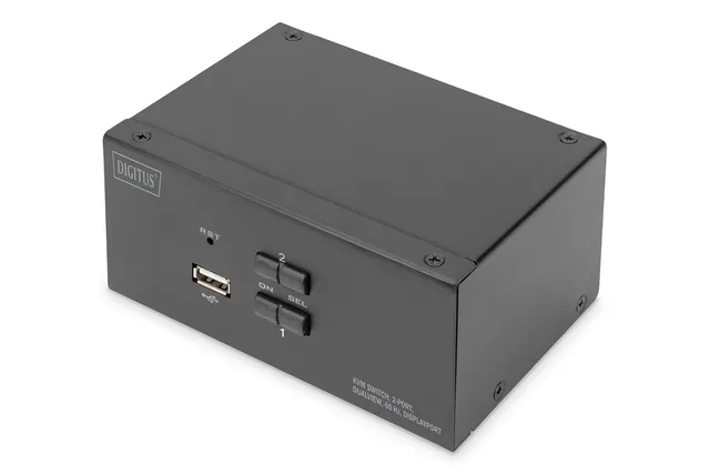 Przełącznik KVM 2 portowy 4K 60Hz 4xDP IN 2xDP OUT 2xUSB A 2x Audio IN&OUT