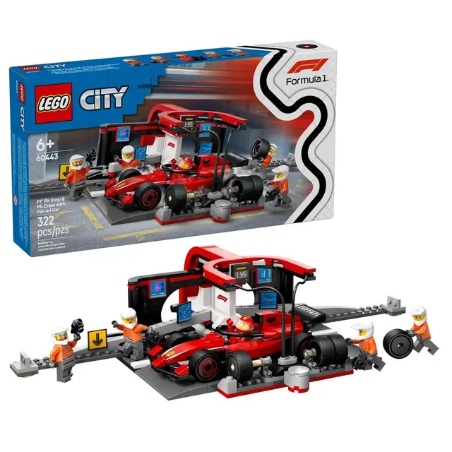 LEGO City 60443 - F1 Pit stop i mechanicy z bolidem Ferrari