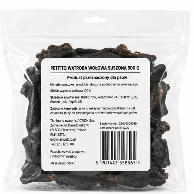 PETITTO Wątroba wołowa suszona 500g