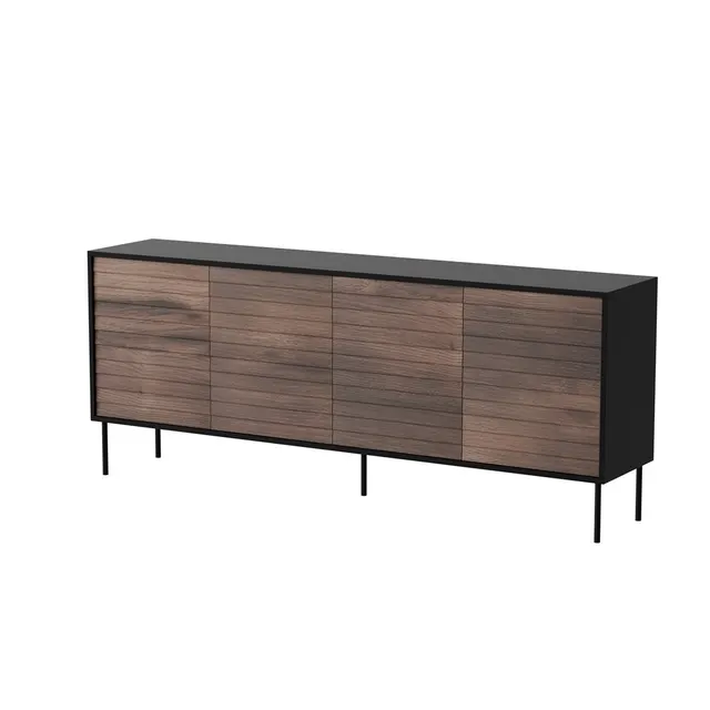 Komoda 4D CORTINA 200x40x81 czarny/orzech