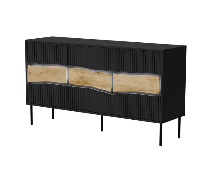 Komoda INSERTO 3D 143 5x40x80 czarny + LED