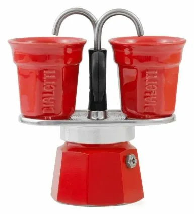 Bialetti kawiarka Mini Express czerwona 2tz + 2 filiżanki