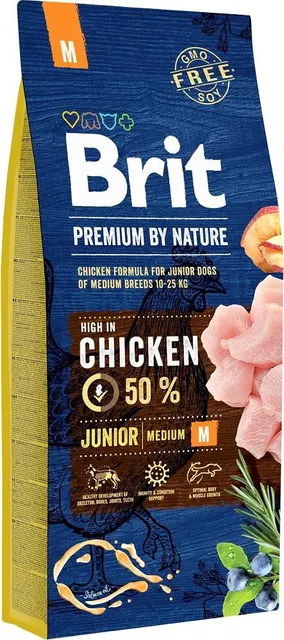 BRIT PREMIUM BY NATURE Junior M - sucha karma dla szczeniąt średnich ras - 15 kg