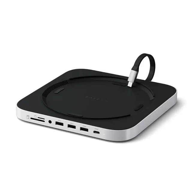 Satechi Stand & Hub - podstawka i hub do Mac Mini/Studio (USB-C 3.2 USB-A 3.2 2x USB-A 3.0 3 5mm jack port micro/SD NVMe/M.2 SATA SSD)