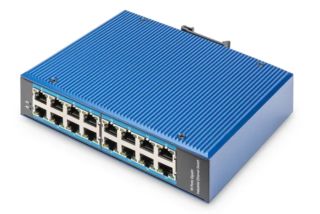 Przemysłowy switch 16x 1000Base-TX DIN rozszerzony zakres temperatur
