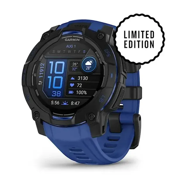 Zegarek sportowy Garmin Instinct 3 AMOLED 45mm Czarny/Bolt Blue