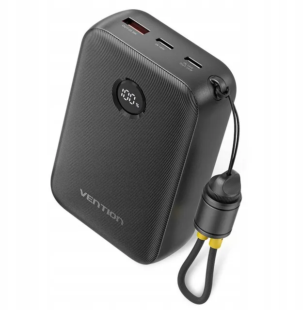 Powerbank Vention 20000mAh 2 x USB-C 1x USB-A z wyświetlaczem 22 5W czarny