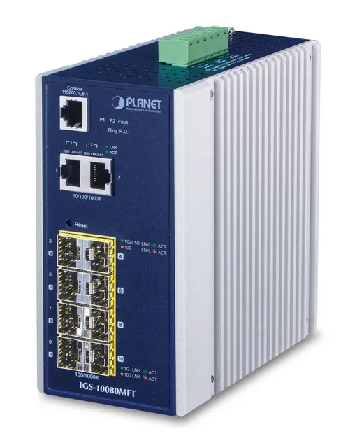 PLANET IGS-10080MFT łącza sieciowe Zarządzany Gigabit Ethernet (10/100/1000) Niebieski Biały
