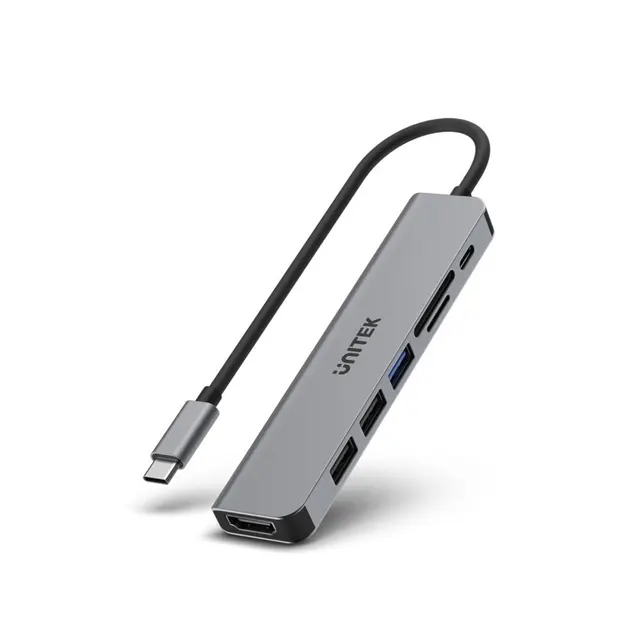 UNITEK HUB USB-C H1118A; USB-A x3 USB-C HDMI SD microSD