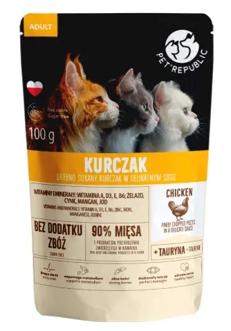 PET REPUBLIC Adult Kurczak drobno siekany - mokra karma dla kota - 100 g