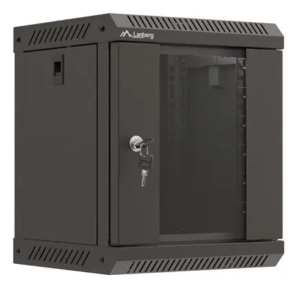 LANBERG SZAFA INSTALACYJNA RACK WISZĄCA 10 6U 300X300 CZARNA DRZWI PRZESZKLONE (FLAT PACK)