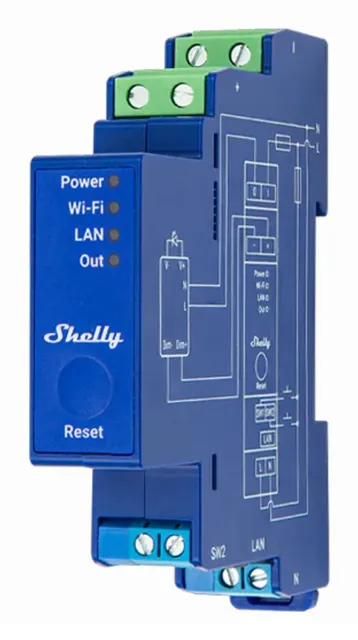 Shelly SHELLY_PRO_DIMMER_0/1-10V_PM ściemniacz Wbudowany Ściemniacz światła Niebieski