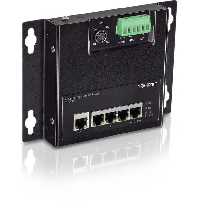 Przełącznik przemysłowy TRENDnet 5 Port Gigabit Unmanaged PoE+ FA Metal