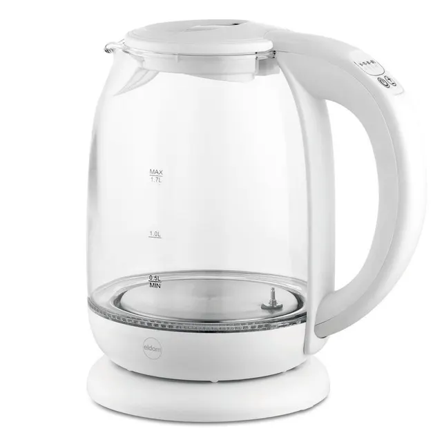 ELDOM CZAJNIK SZKLANY LUMI POJ. 1 7 L REG TEMP. WODY 2200 W BIAŁY C510B