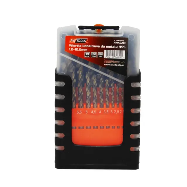 Wiertło do metalu AWTools AW42219 KOBALT KPL.19szt. OP.PLASTIK
