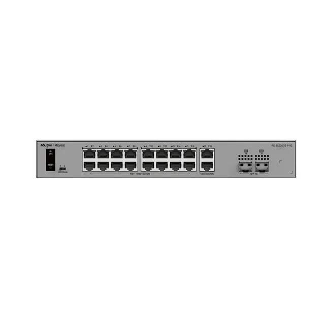 Ruijie Networks RG-ES220GS-P-V2 przełącznik sieciowy Zarządzany L2 Gigabit Ethernet (10/100/1000) Obsługa PoE Szary