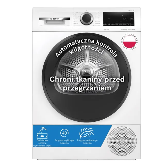 Suszarka BOSCH WQG241ALPL z pompą ciepła 9kg klasa D 64dB AutoDry