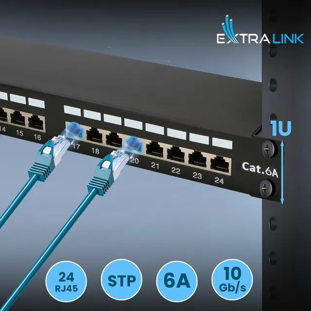 Extralink CAT6A STP, Patchpanel, 24 porty