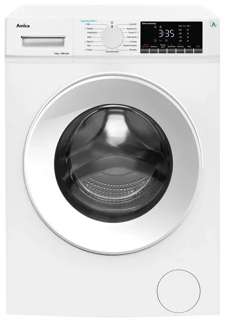 Pralka Amica WA5S814ALISH 8 kg 1400 obr/min Slim, SteamPowerPro, klasa A, silnik inwerterowy
