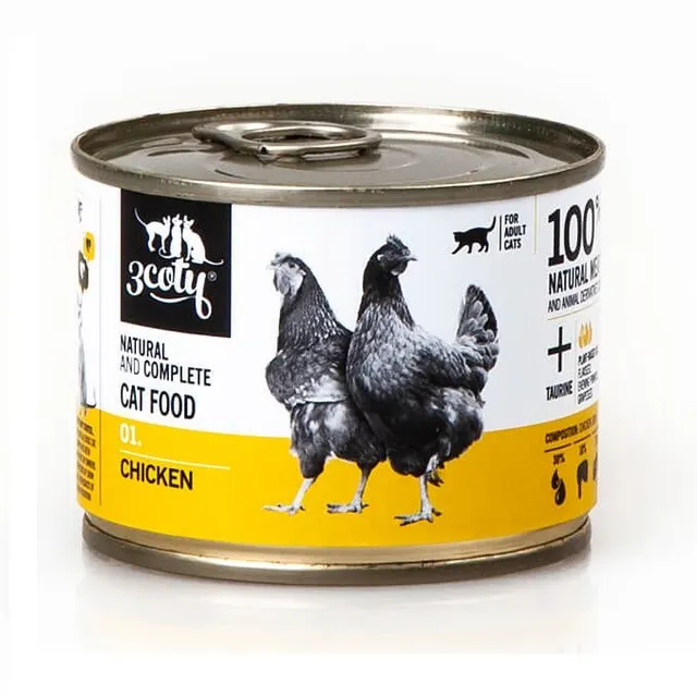 3Coty CHICKEN with hearts for Adult cats 180g