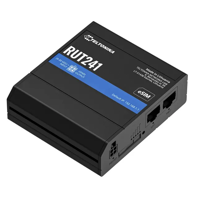 Przemysłowy router Teltonika RUT241 eSIM 4G LTE Cat 4 2x RJ45 100Mb/s