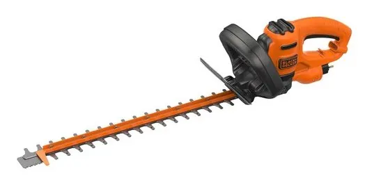 Black & Decker Black + Decker Elektro-Heckenschere (500W 50 cm Schwertlänge 22 mm Schnittstärke Bügel-Zweithandgriff und transparentem Handschutz für mittlere bis große Hecken)