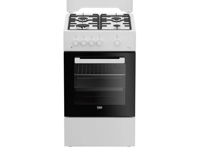 Kuchnia gazowa BEKO FSG52020FW, piekarnik gazowy, grill, biały