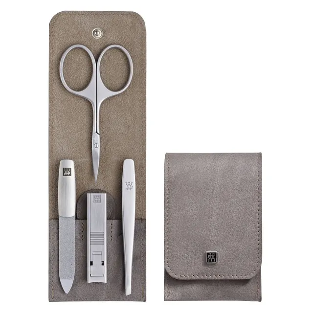 Zestaw do manicure Zwilling Twinox – taupe skórzane etui 4 elementy - Taupe