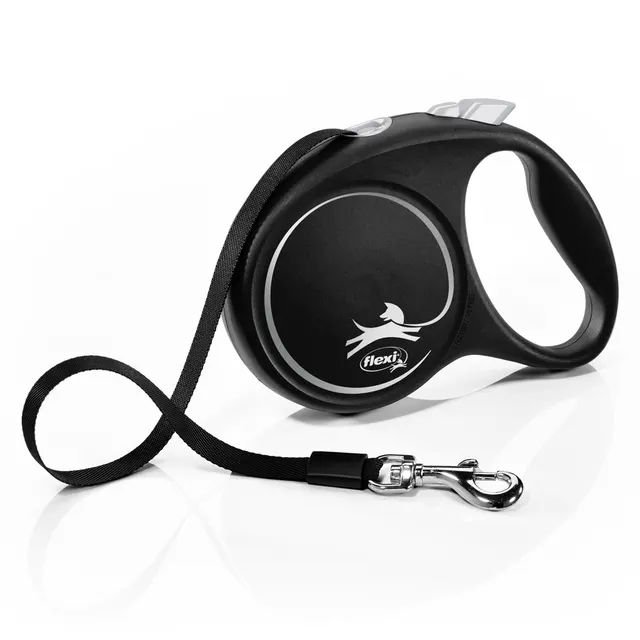 Smycz flexi automatyczna Black Design M taśma 5 m - dla psa do 25 kg kolor srebrny