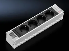 Rittal DK 7856.100 rozgałęziacz 4 x gniazdo sieciowe Wewnętrzna Aluminium Czarny