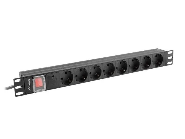 LANBERG LISTWA ZASILAJĄCA RACK PDU 19 (1U 16A 8X SHUKO 2M CZARNA) PDU-08F-0200-BK