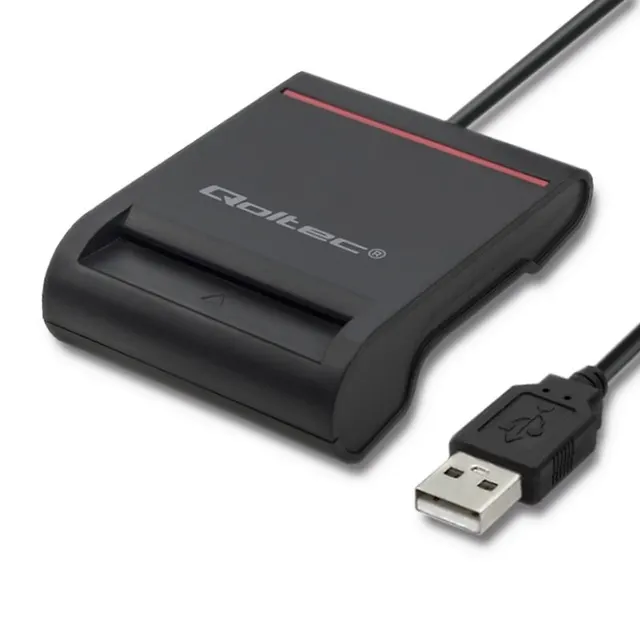QOLTEC INTELIGENTNY CZYTNIK KART CHIPOWYCH ID USB 2.0, PLUG&PLAY