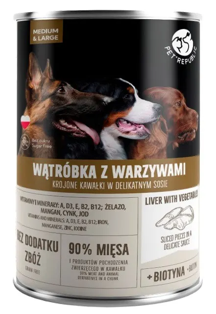 PetRepublic puszka dla psa wątróbka warzywa 1250 g