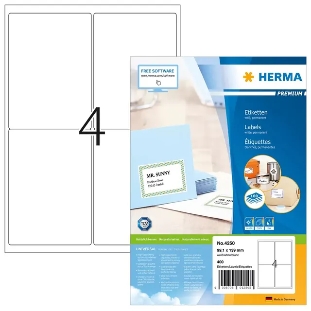HERMA 4250 etykiet do nadruku Biały Samoprzylepne etykiety do drukowania