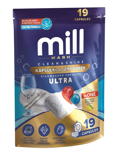 MILL Kapsułki do zmywarki CLEAN&SHINE ULTRA 19szt. 3K. D