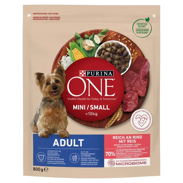 PURINA One Mini Adult Wołowina ryż - sucha karma dla psa - 800 g