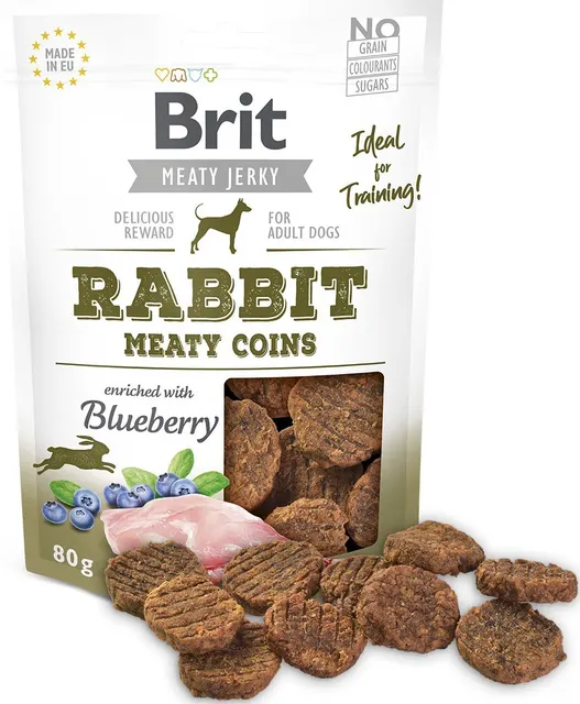 Brit Jerky Rabbit Meaty Coins - Królik - przysmak dla psa - 80g