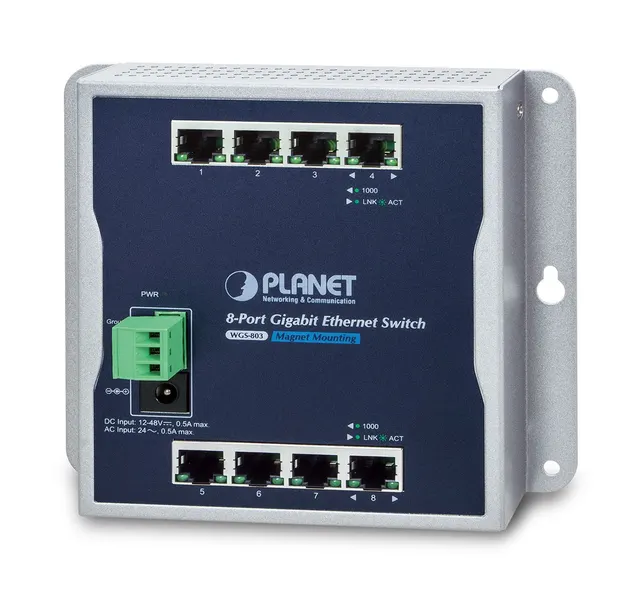 PLANET WGS-803 łącza sieciowe Nie zarządzany L2 Gigabit Ethernet (10/100/1000) Czarny