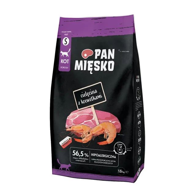 Pan Mięsko Cielęcina z krewetkami sucha karma dla kota chrupki S 1 6kg