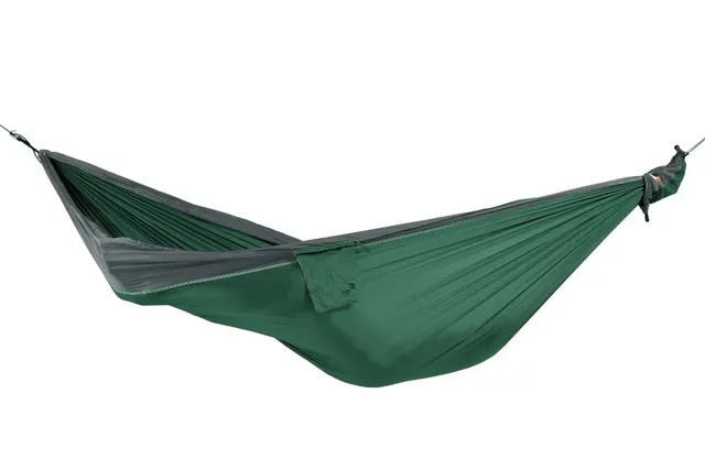 Ticket To The Moon TRAVEL HAMMOCK - Original Hamak wiszący 2 os. Nylon Ciemny Zielony Jasny Szary
