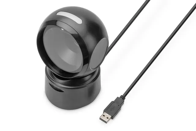 DIGITUS DA-81005 CZYTNIK KODÓW KRESKOWYCH PRZEWODOWY STACJONARNY USB-A 1.4M 1D I 2D ZGODNY Z KODAMI QR