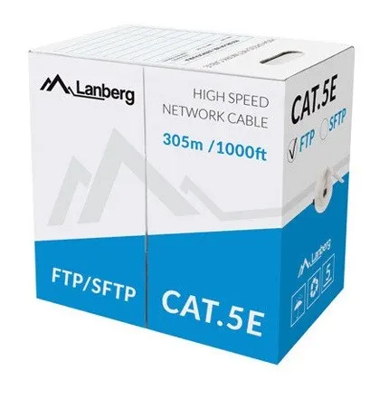 Kabel sieciowy Lanberg LCS5-11CU-0305-S (S/FTP; 305m; kat. 5e; kolor szary)