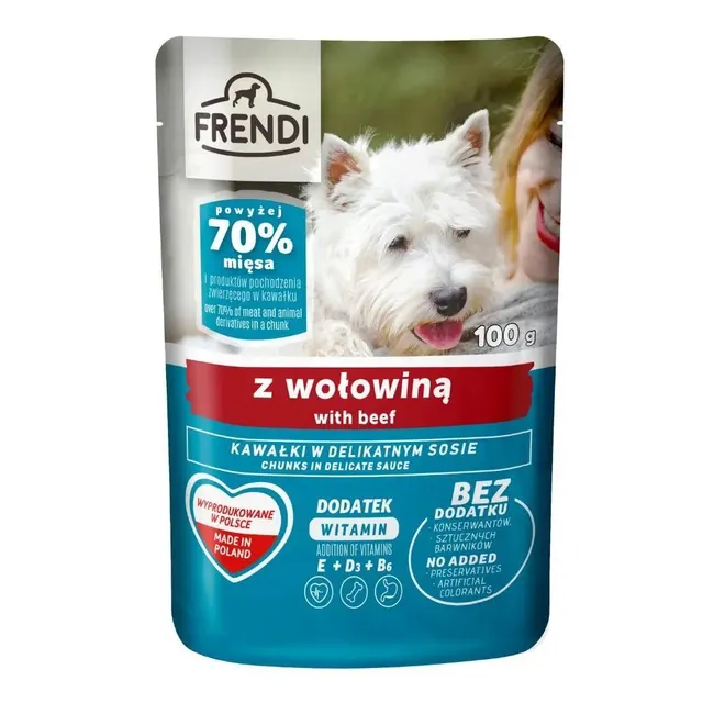 FRENDI kawałki w sosie z wołowiną saszetka dla psa 100g
